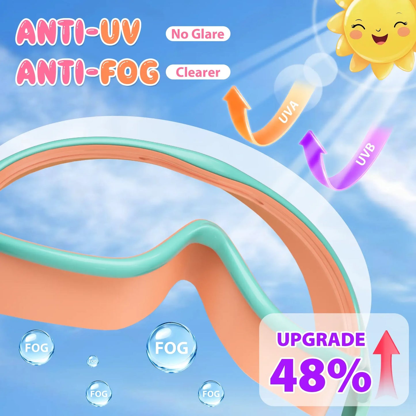 🏊 2 Pack Kids Swim Goggles – UV Protection, Anti-Fog, Adjustable for Ages 3-15, with Earplugs & Nose Clip