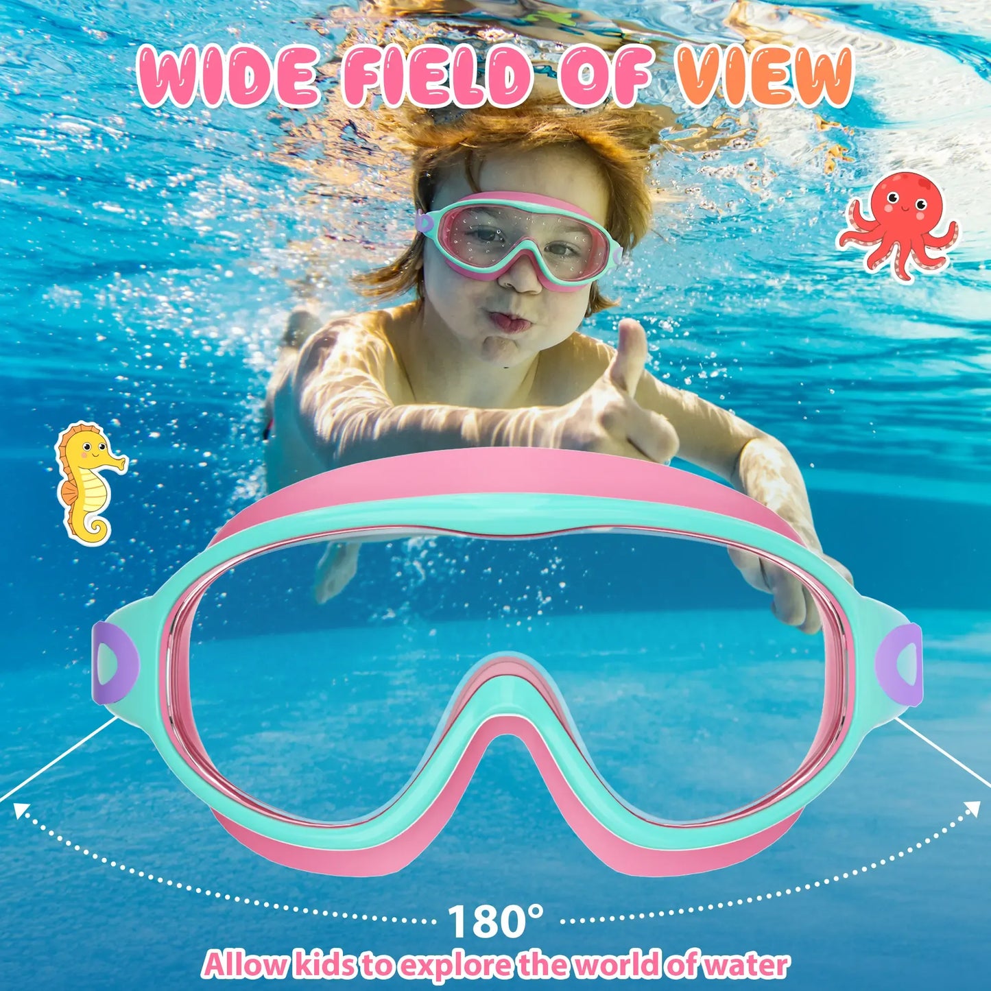 🏊 2 Pack Kids Swim Goggles – UV Protection, Anti-Fog, Adjustable for Ages 3-15, with Earplugs & Nose Clip