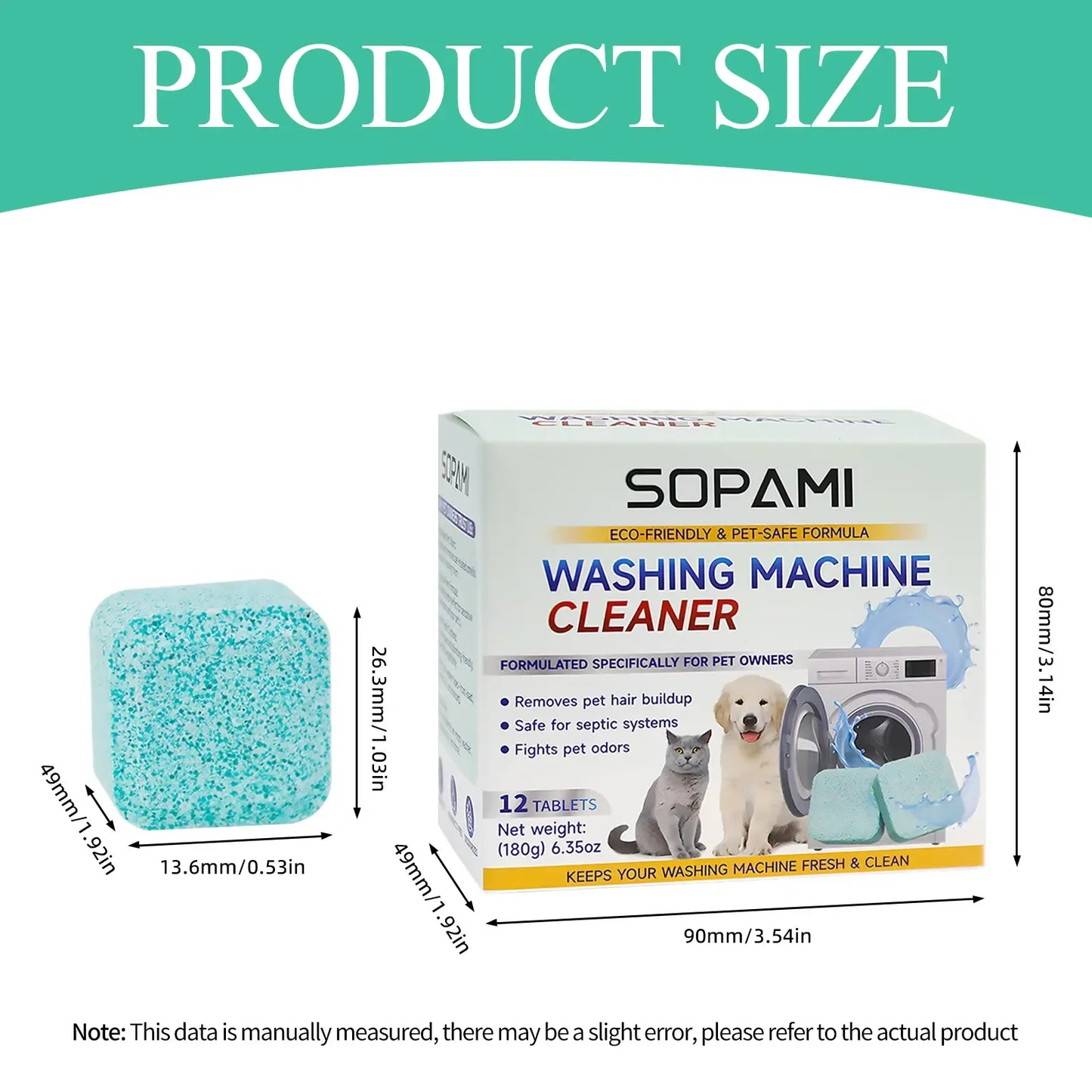 🐾 Washing Machine Cleaner Tablets – 12 Count, Fragrance Free, Neutralizes Pet Odors & Removes Hair Buildup, Safe for Septic Systems ✨