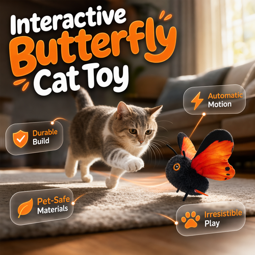 Smart Sensing Flapping Butterfly Toy Interactive Cat